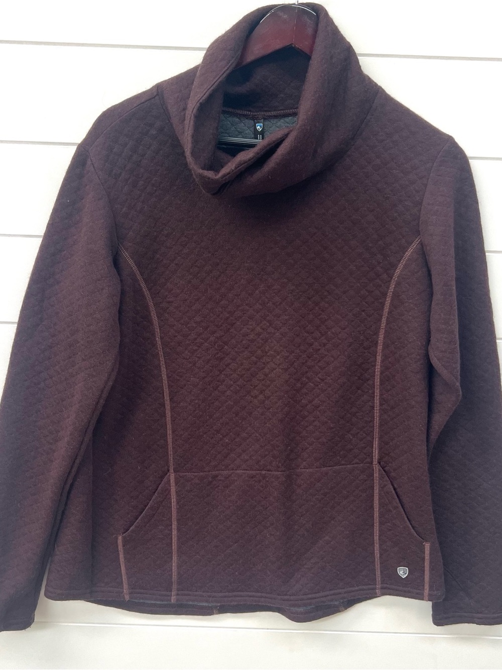 Quilted Brown Women's Cowl Neck Sweater